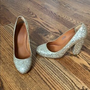 Madewell Size 8 Gold Glitter Heels Only worn once!